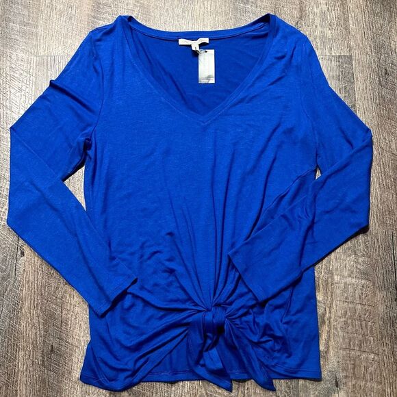 Express One Eleven Blue Tie Front Long Sleeve Top NWT M - Picture 7 of 7